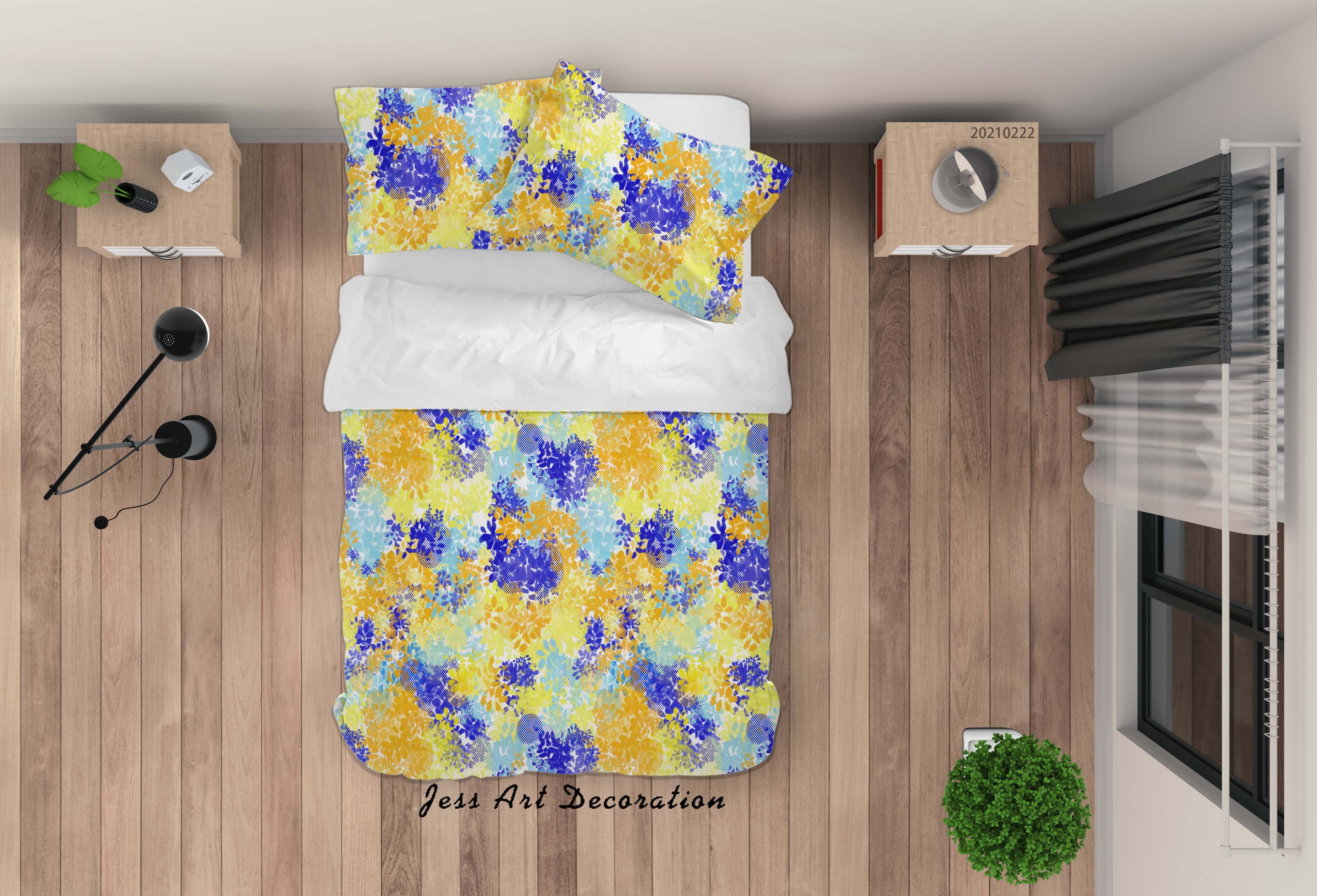 3D Watercolor Color Floral Quilt Cover Set Bedding Set Duvet Cover Pillowcases 173- Jess Art Decoration