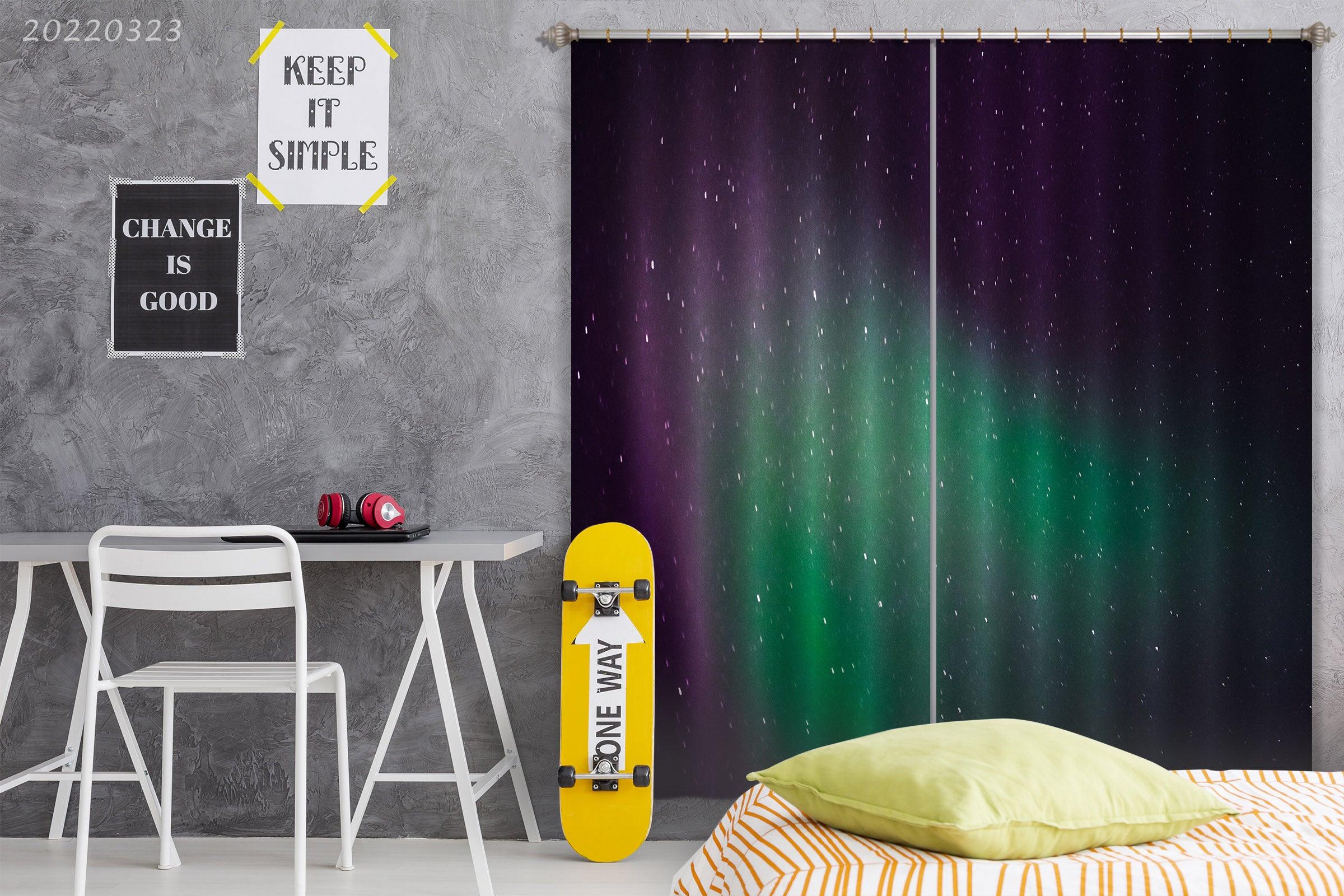 3D Abstract Starry Sky Purple Green Curtains and Drapes GD 2727- Jess Art Decoration
