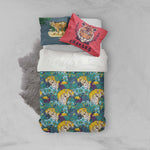 3D Tiger Green Leaf Quilt Cover Set Bedding Set Pillowcases 36- Jess Art Decoration