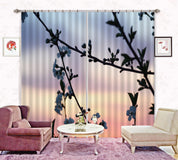 3D Landscape Nature Flower Branch Silhouette Curtains and Drapes GD 4095- Jess Art Decoration