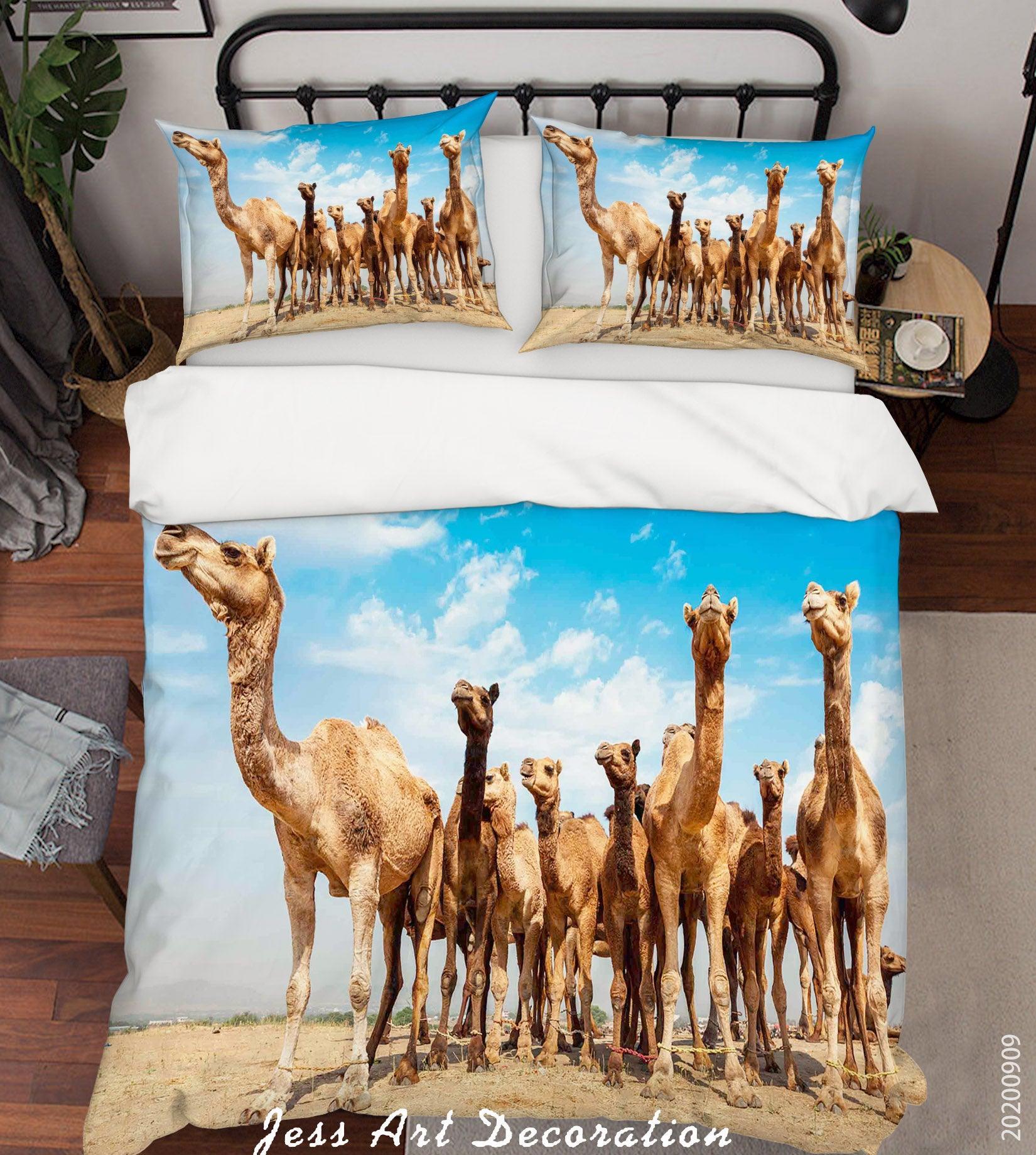 3D Camels India Meadow Quilt Cover Set Bedding Set Duvet Cover Pillowcases WJ 1912- Jess Art Decoration