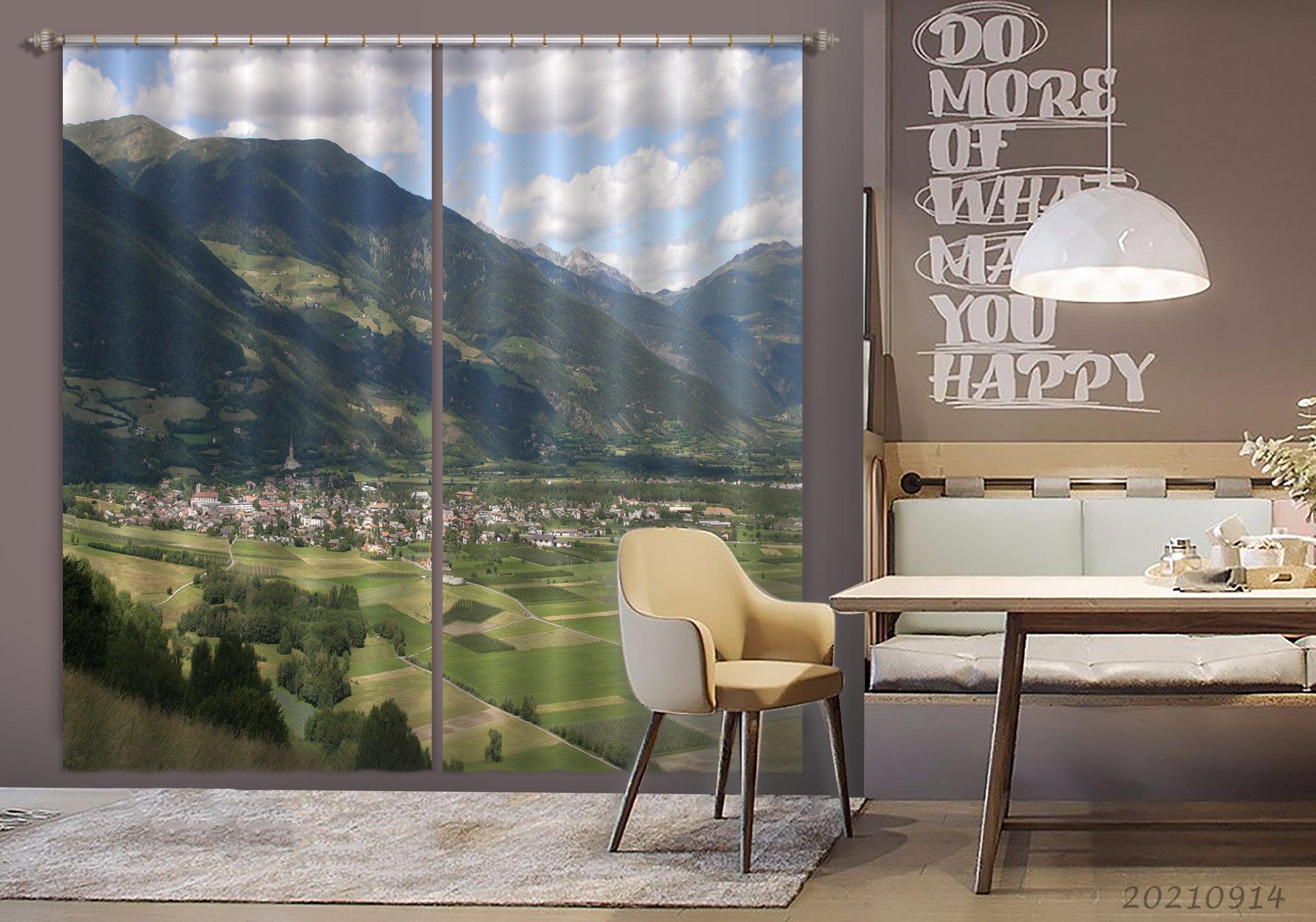 3D Mountain Forest Nature Landscape Curtains and Drapes LQH 247- Jess Art Decoration
