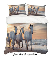3D White Horse Quilt Cover Set Bedding Set Pillowcases SF01- Jess Art Decoration