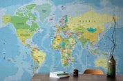 3D Blue World Map Wall Mural Wallpaper LQH 552- Jess Art Decoration