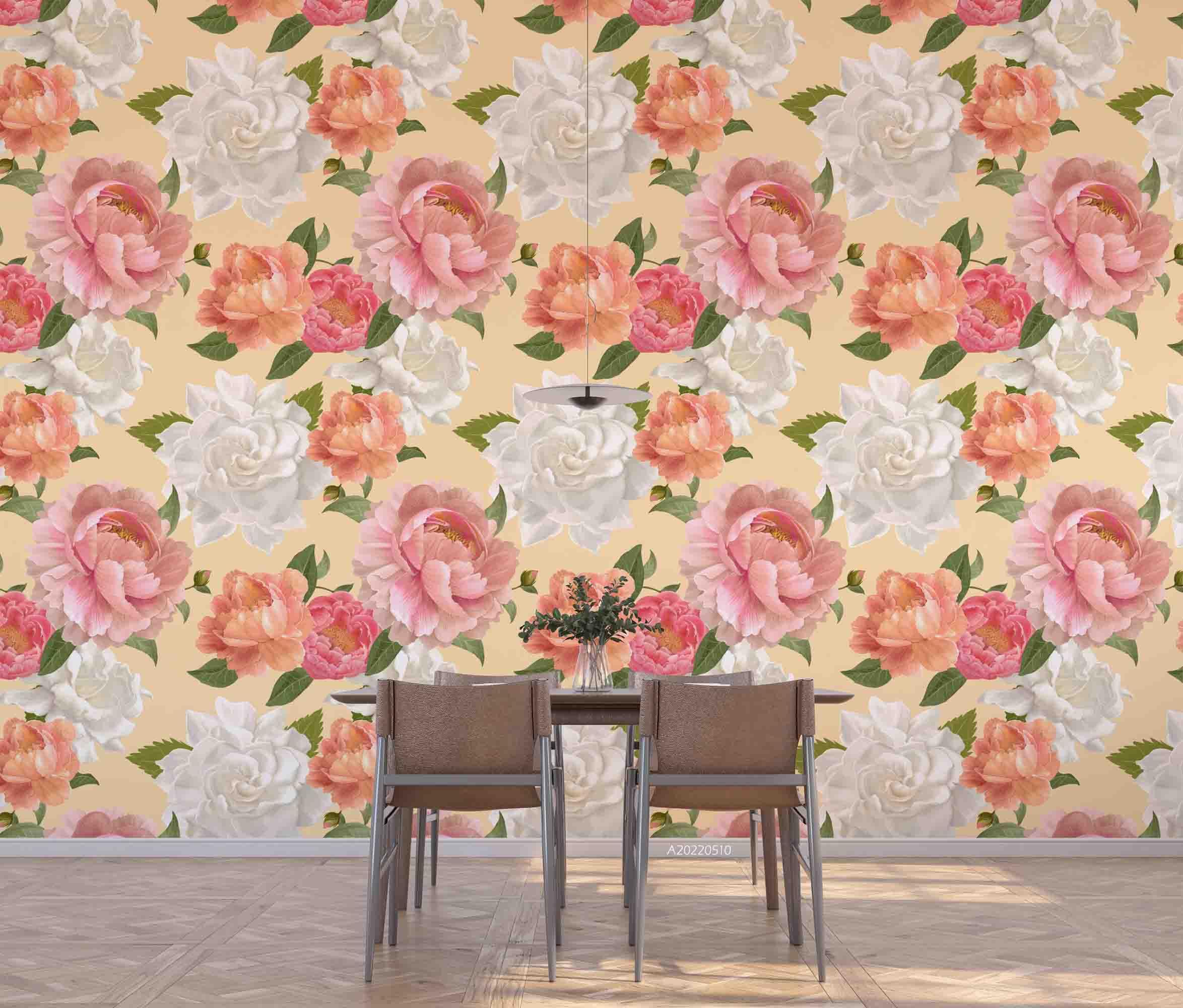 3D Pink Floral Seamless Wall Mural Wallpaper SWW 14- Jess Art Decoration