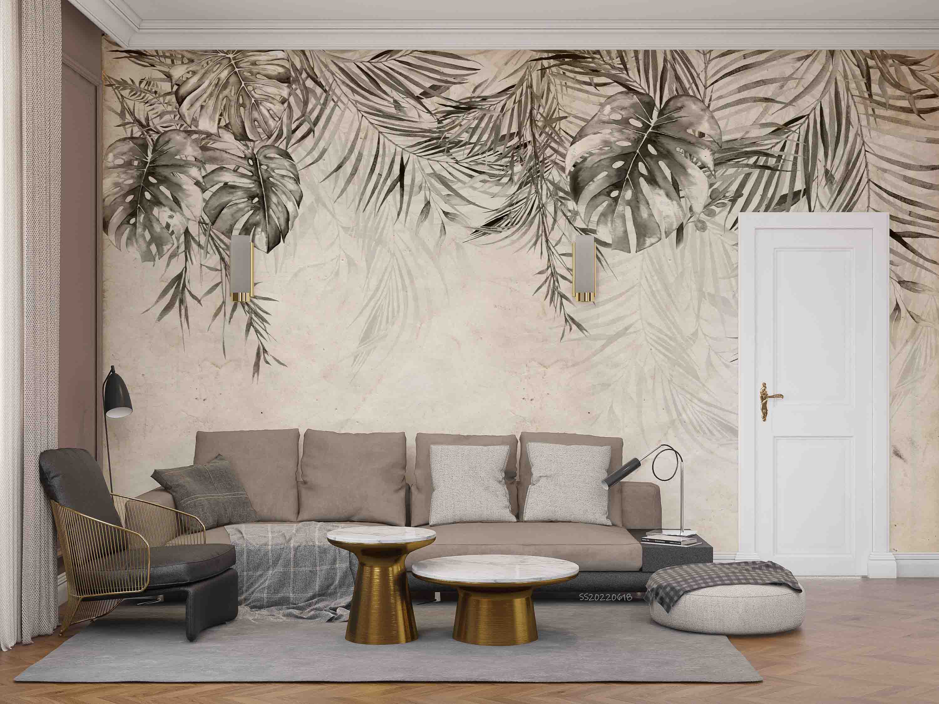 3D Vintage Tropical Leaves Wall Mural Wallpaper GD 813- Jess Art Decoration