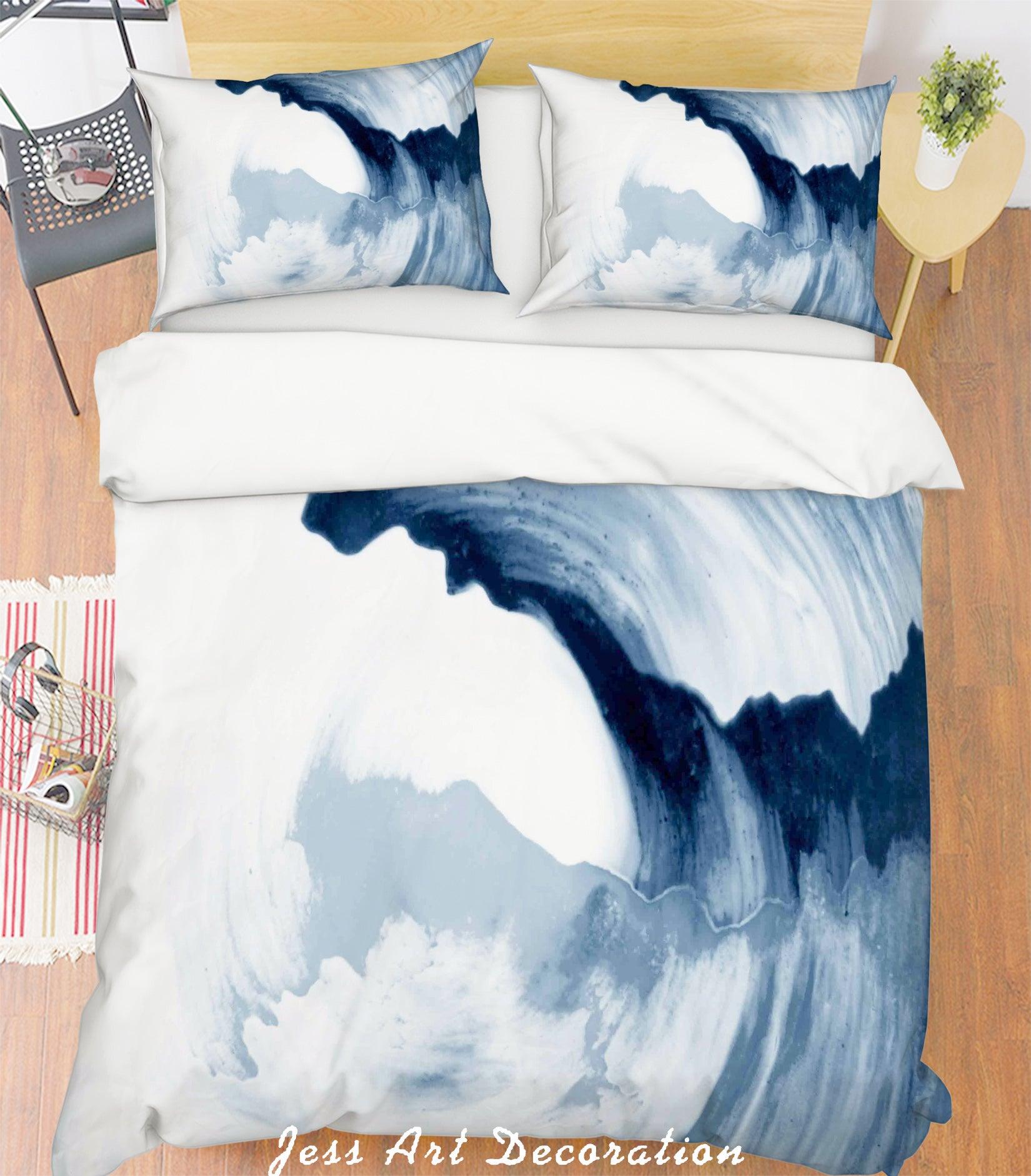 3D Blue Wave Quilt Cover Set Bedding Set Pillowcases 195- Jess Art Decoration