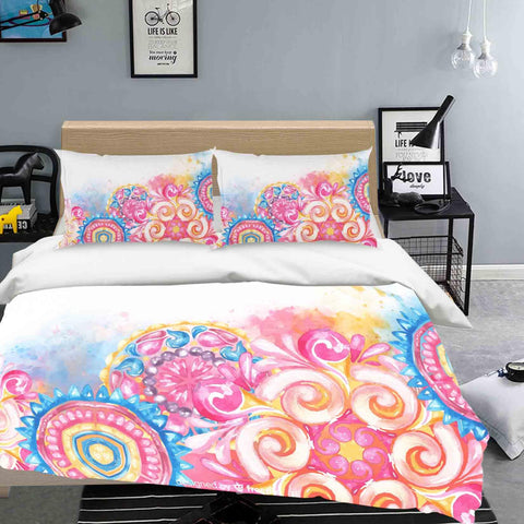 3D Pink Watercolor Floral Quilt Cover Set Bedding Set Pillowcases 28- Jess Art Decoration