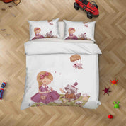 3D Picnic Girl Raccoon Mouse Hot Air Balloon Quilt Cover Set Bedding Set Duvet Cover Pillowcases SF035- Jess Art Decoration