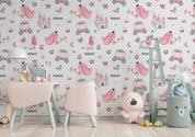 3D Hand Drawn Pink Princess Carriage Dog Wall Mural Wallpaper LQH 15- Jess Art Decoration