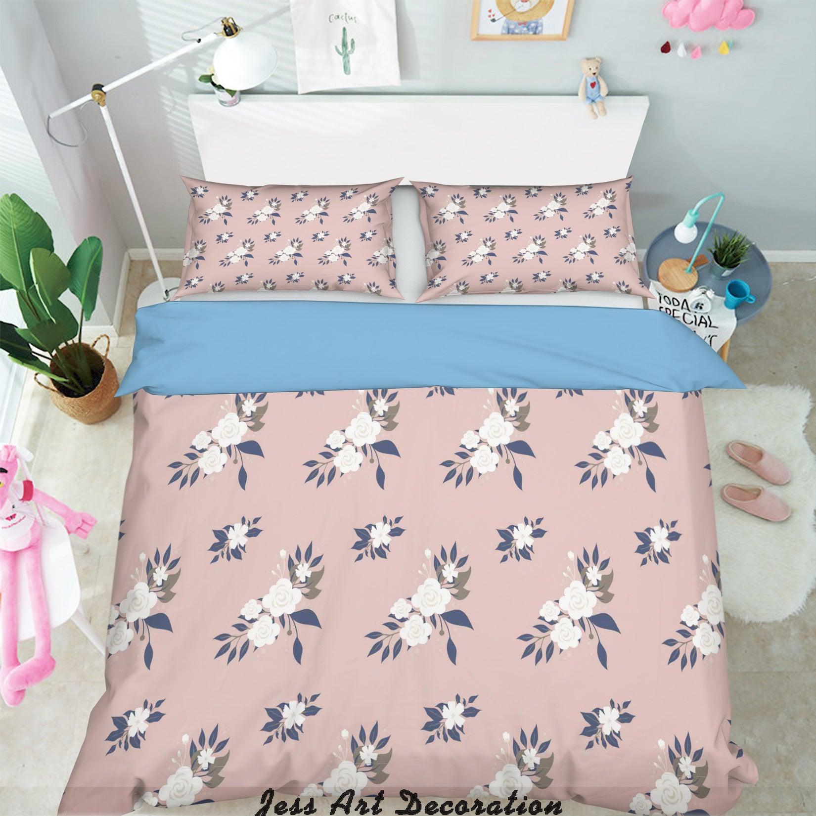 3D White Flowers Pattern Quilt Cover Set Bedding Set Pillowcases 107- Jess Art Decoration
