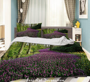 3D Green Forest Purple Floral Quilt Cover Set Bedding Set Duvet Cover Pillowcases 260- Jess Art Decoration