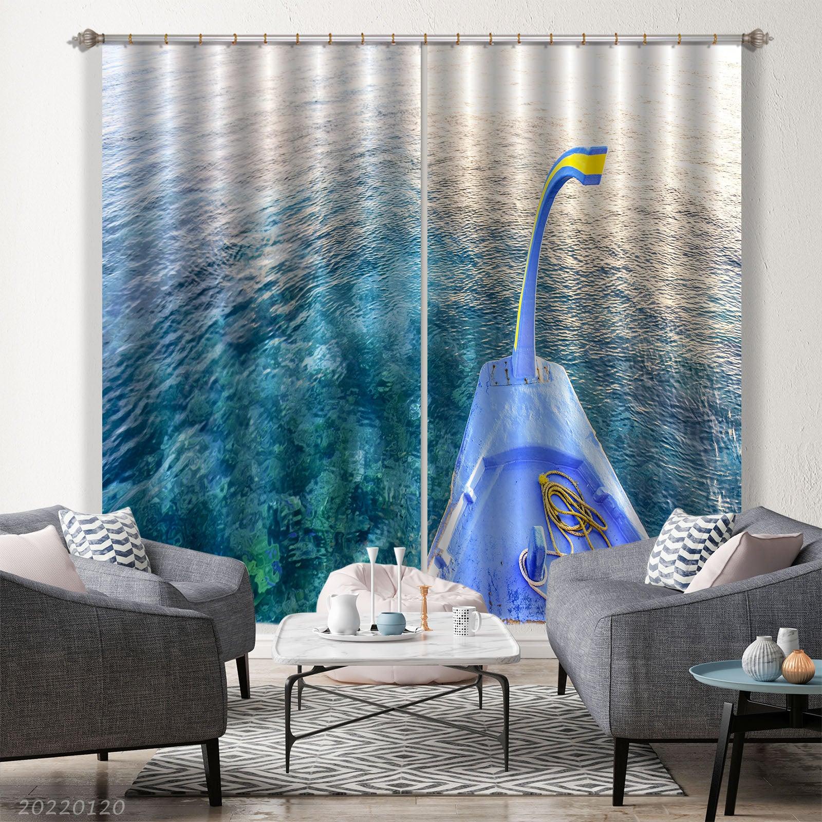 3D Boat Side Sea Pattern Curtains and Drapes GD 1905- Jess Art Decoration