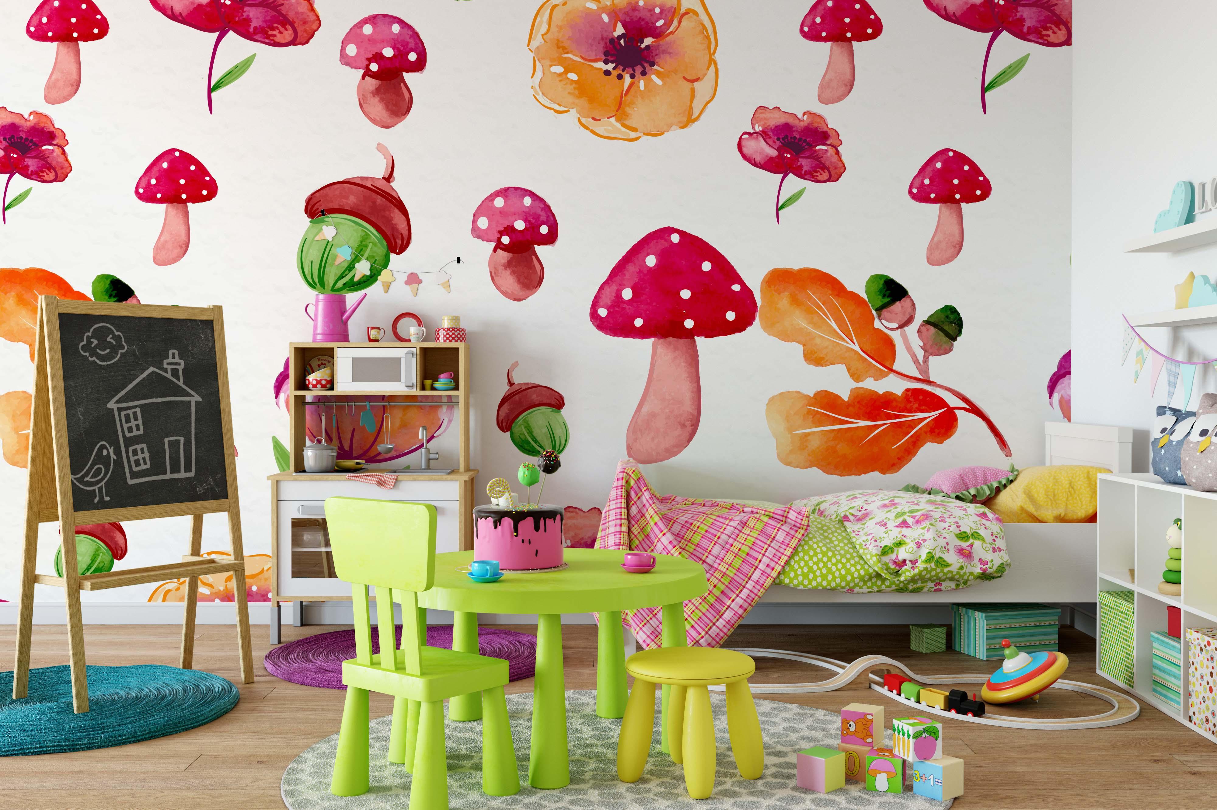 3D Red Mushroom Wall Mural Wallpaper 140- Jess Art Decoration