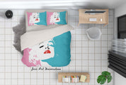 3D Graffiti Hollywood Movie Star Blue Pink Quilt Cover Set Bedding Set Duvet Cover Pillowcases LXL- Jess Art Decoration