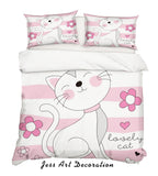 3D Cartoon Cat Pink Quilt Cover Set Bedding Set Pillowcases 177- Jess Art Decoration