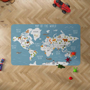 3D World Map Blue Non-Slip Rug Mat 160- Jess Art Decoration