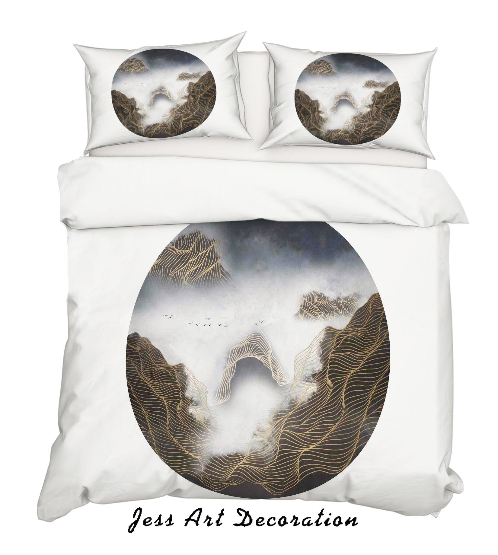 3D White Mountains Circle Quilt Cover Set Bedding Set Pillowcases 110- Jess Art Decoration