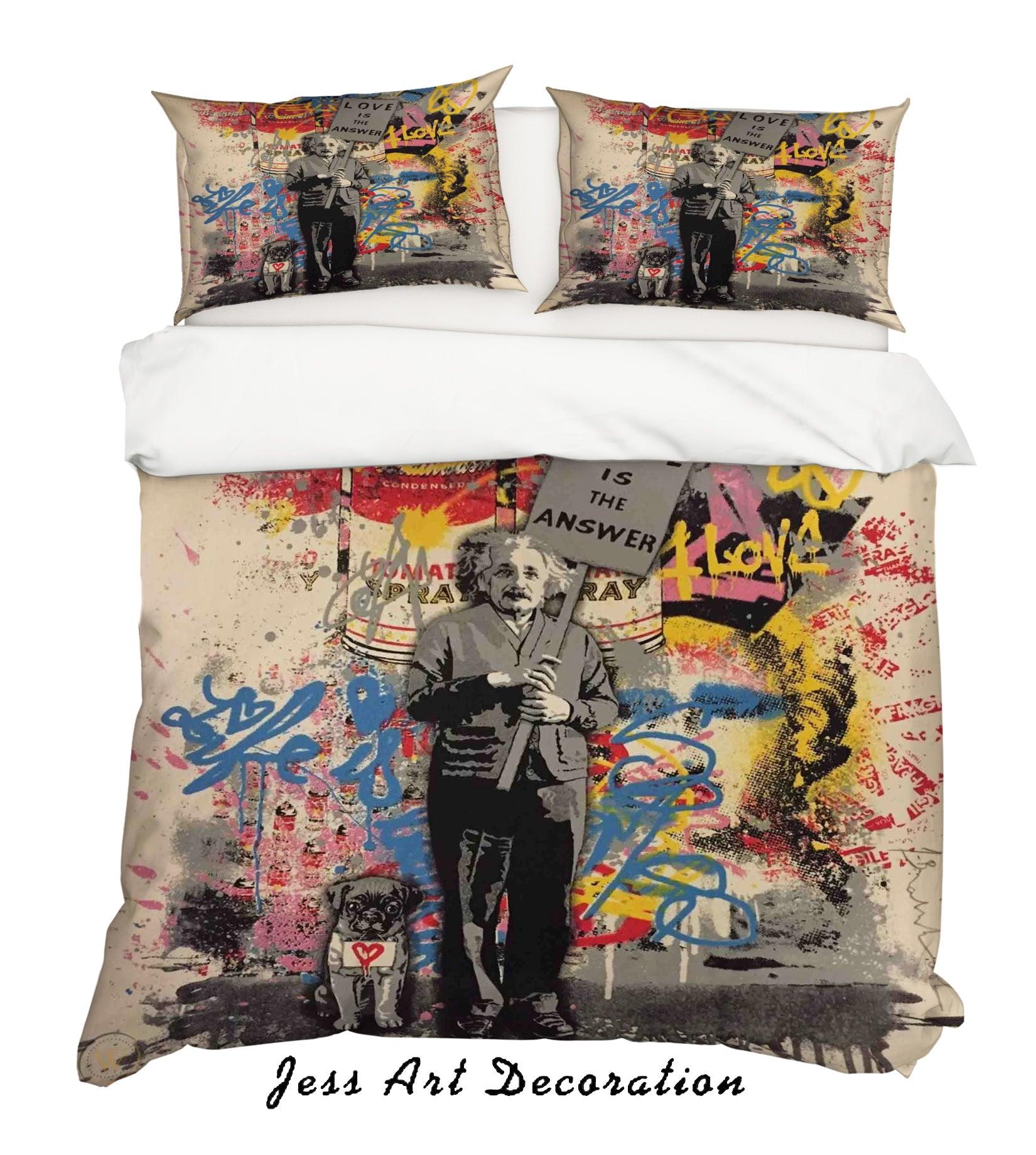 3D  Old Man Colorized Graffiti Quilt Cover Set Bedding Set Duvet Cover Pillowcases  ZY D79- Jess Art Decoration