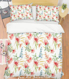 3D Pink Flowers Green Leaves Quilt Cover Set Bedding Set Pillowcases 111- Jess Art Decoration