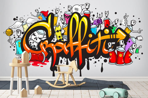 3D Cartoon Abstract Graffiti Wall Mural Wallpaper 31- Jess Art Decoration