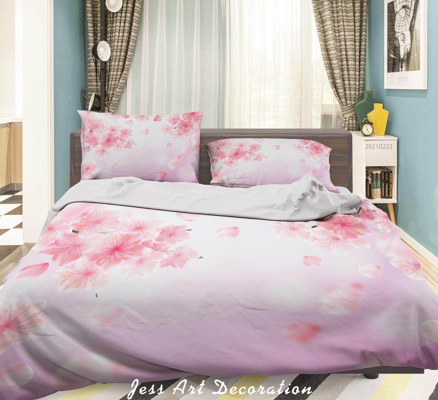 3D Watercolor Pink Floral Quilt Cover Set Bedding Set Duvet Cover Pillowcases 141- Jess Art Decoration
