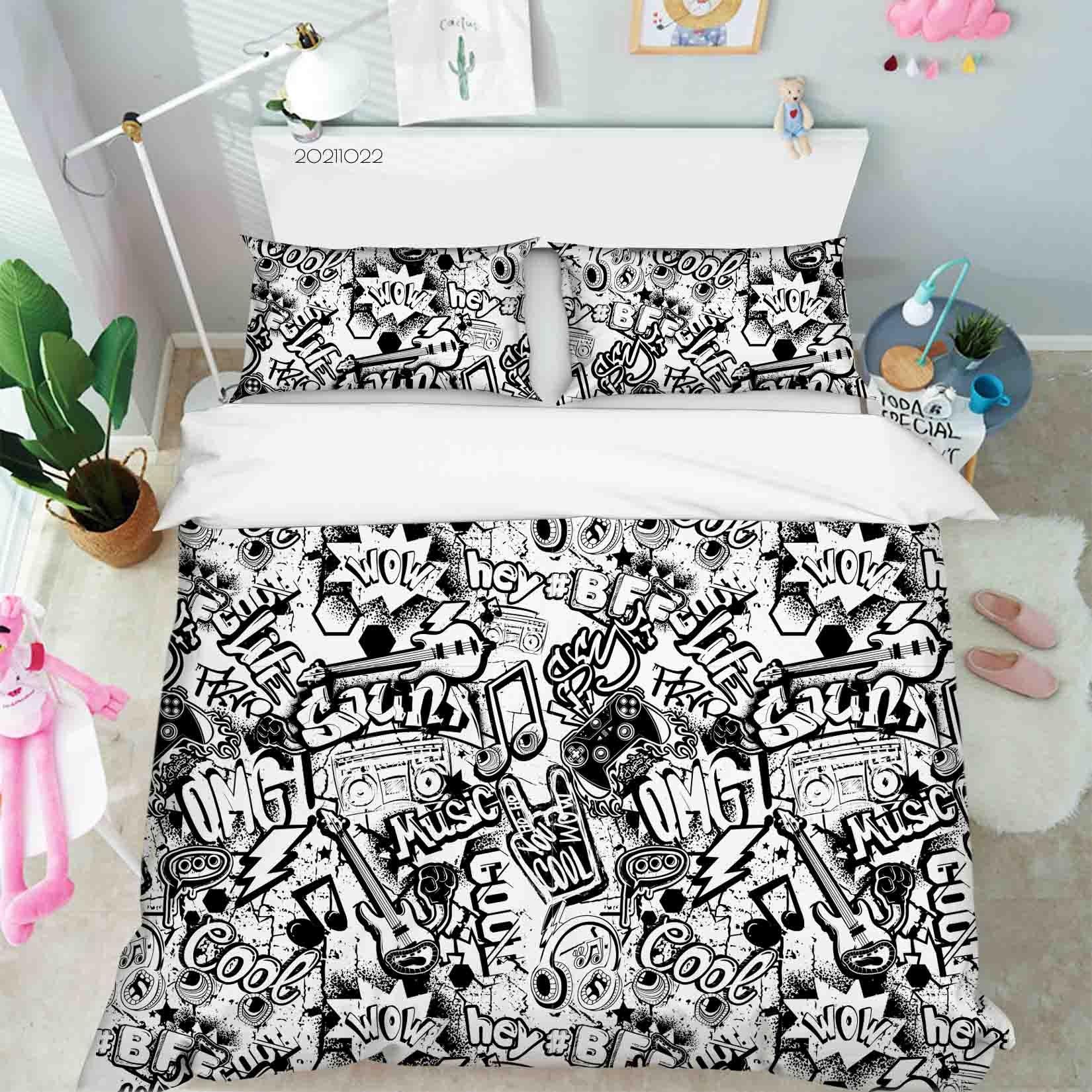 3D Abstract Illustration Graffiti Quilt Cover Set Bedding Set Duvet Cover Pillowcases 60- Jess Art Decoration