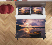 3D Sunset Sky Beach Boat Quilt Cover Set Bedding Set Duvet Cover Pillowcases 4 LQH- Jess Art Decoration