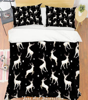 3D Cartoon White Reindeer Quilt Cover Set Bedding Set Pillowcases  20- Jess Art Decoration