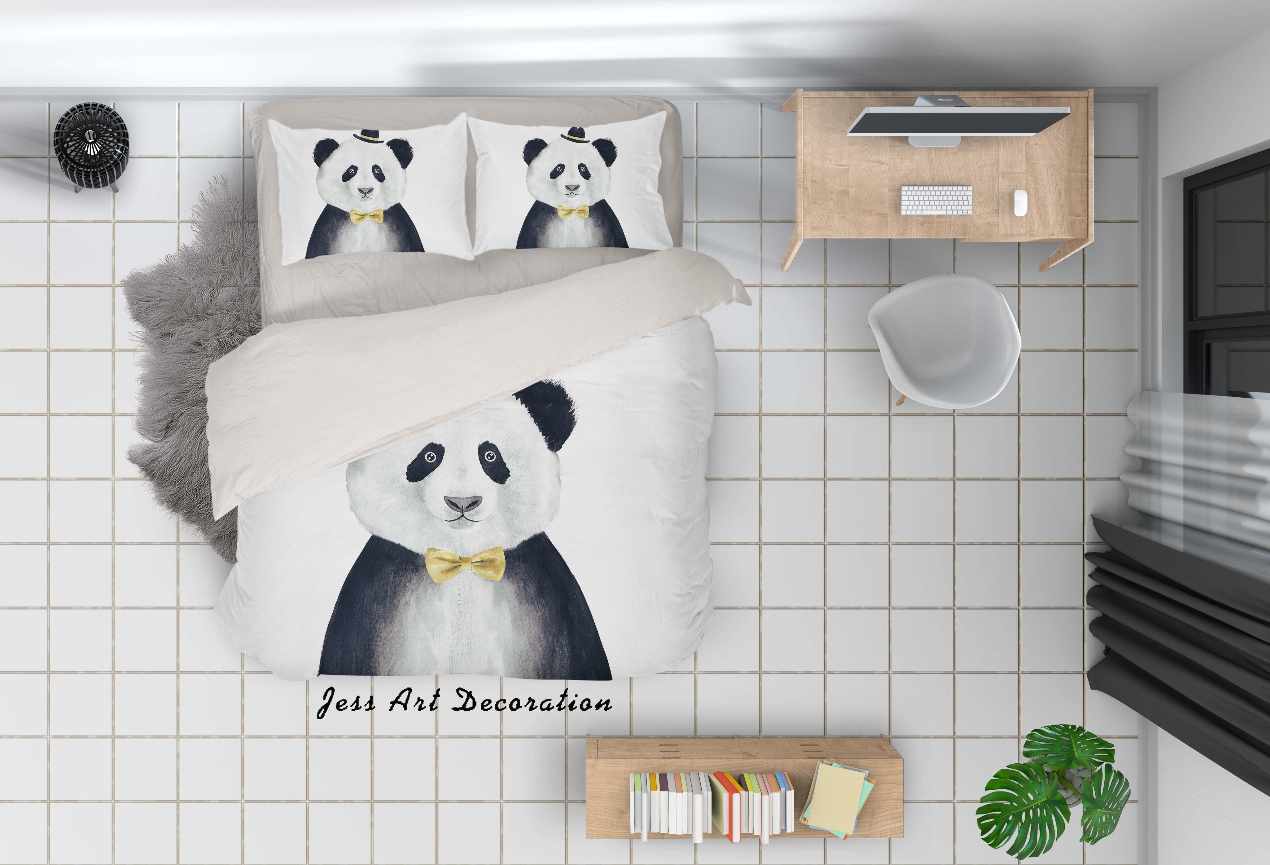 3D White Panda Quilt Cover Set Bedding Set Pillowcases 46- Jess Art Decoration