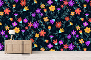 3D cartoon color flower pattern wall mural wallpaper 13- Jess Art Decoration