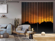 3D Woods Golden Sky Sunrise Scenery Curtains and Drapes GD 2187- Jess Art Decoration