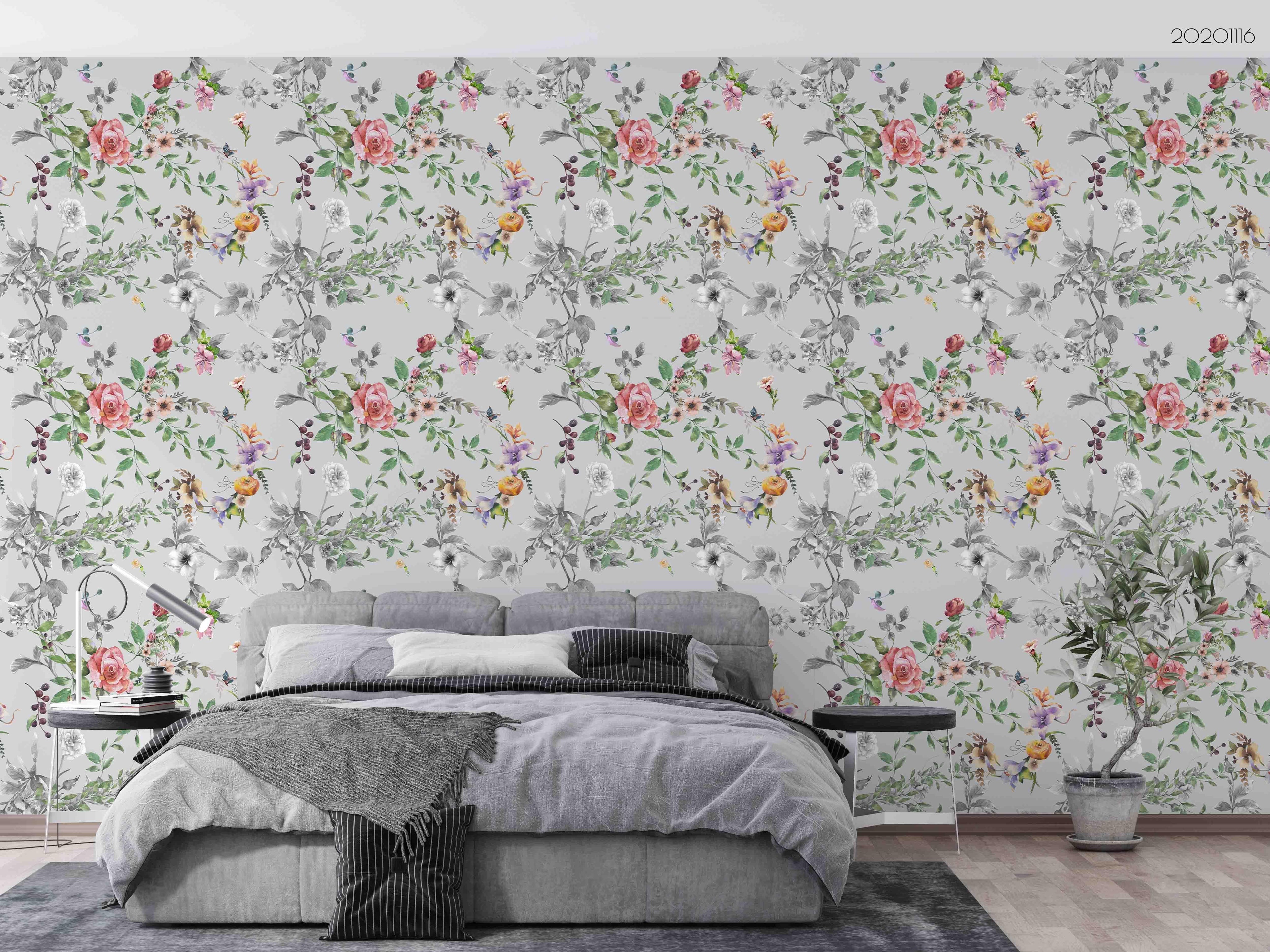 3D Watercolor Green Floral Leaves Wall Mural Wallpaper LQH 185- Jess Art Decoration