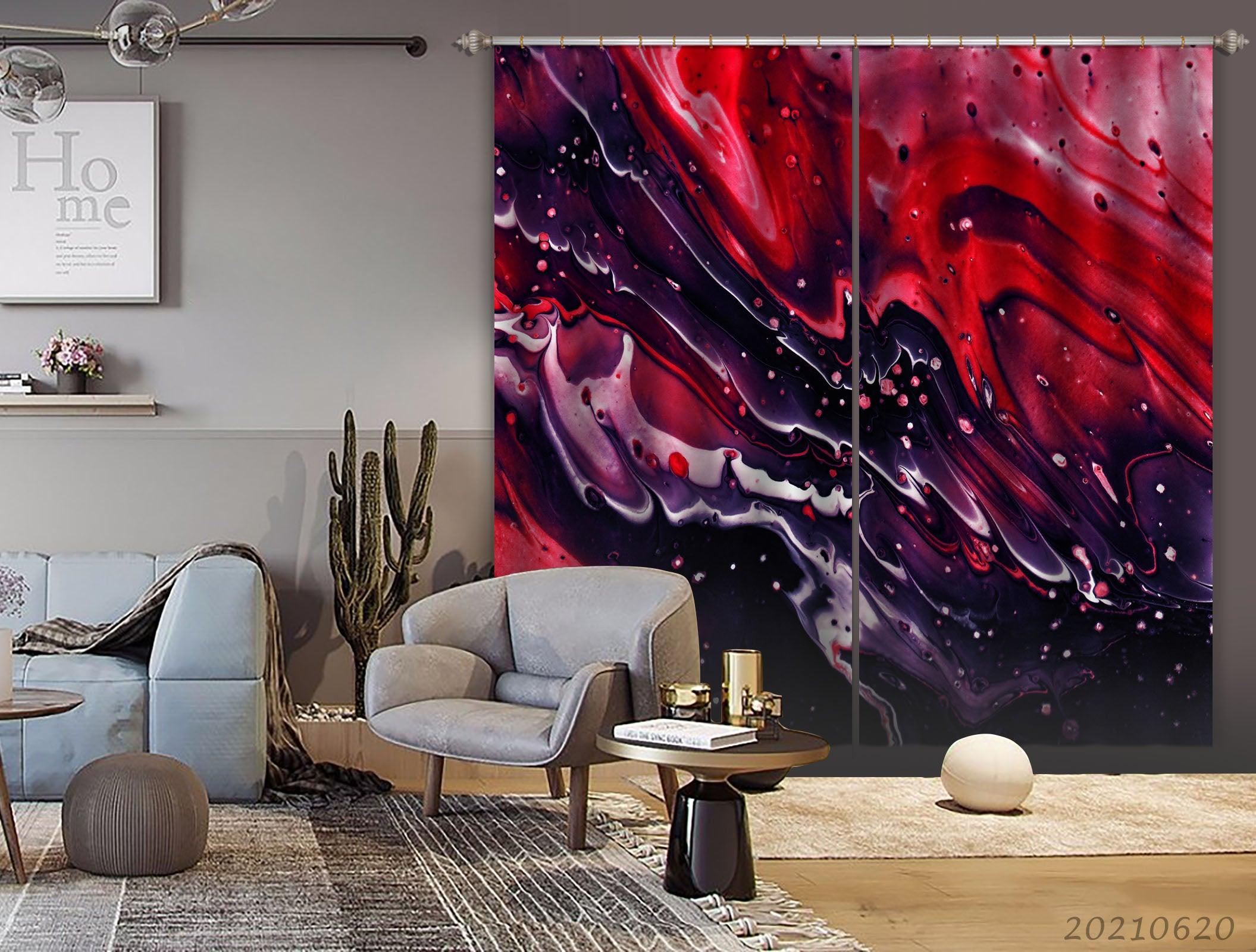 3D Abstract Burgundy Texture Pattern Curtains and Drapes GD 881- Jess Art Decoration