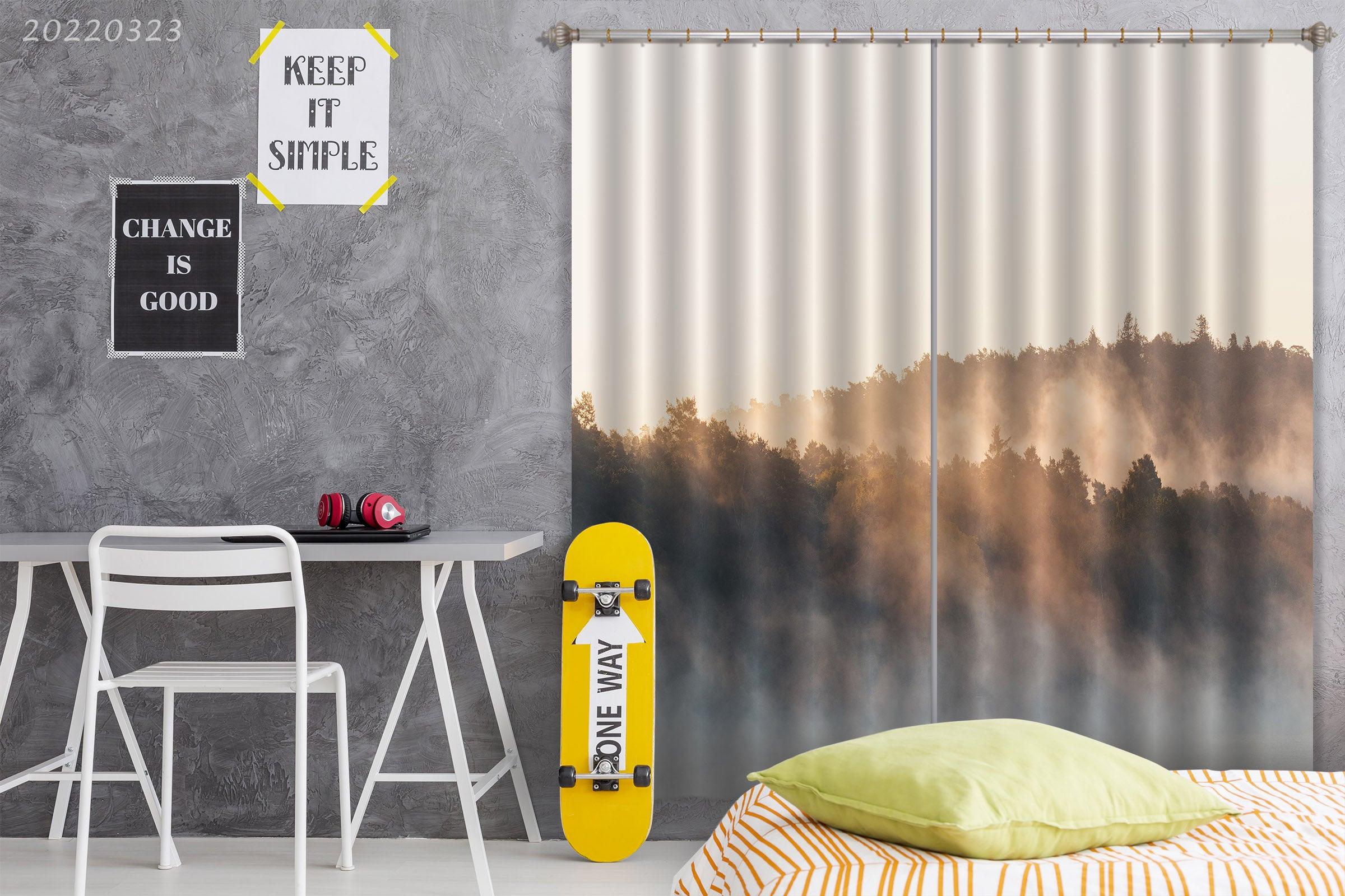 3D Woods Mountain Misty Sunbeam Curtains and Drapes GD 2723- Jess Art Decoration