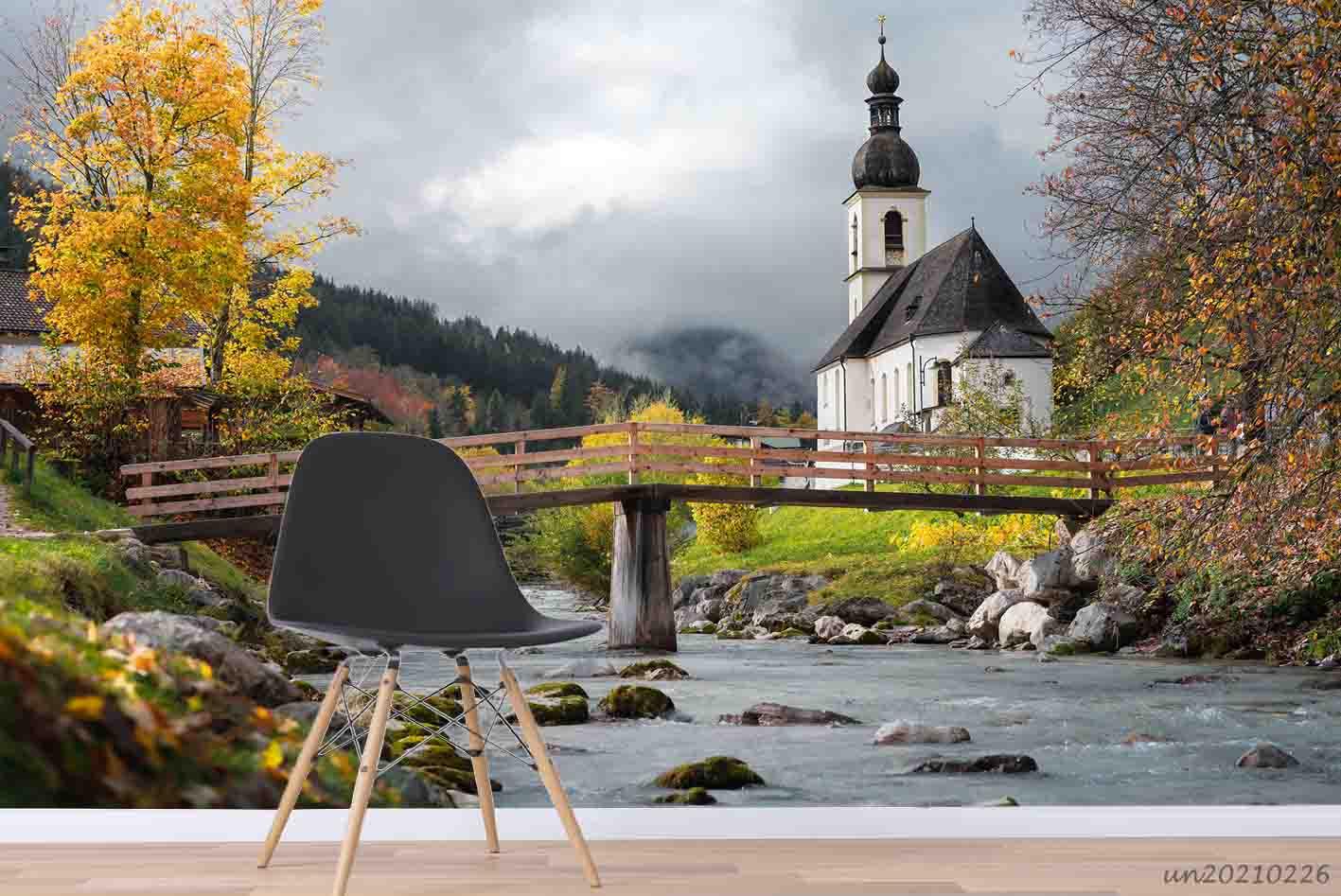 3D Church Nature Landscape Wall Mural Wallpaper LQH 17- Jess Art Decoration