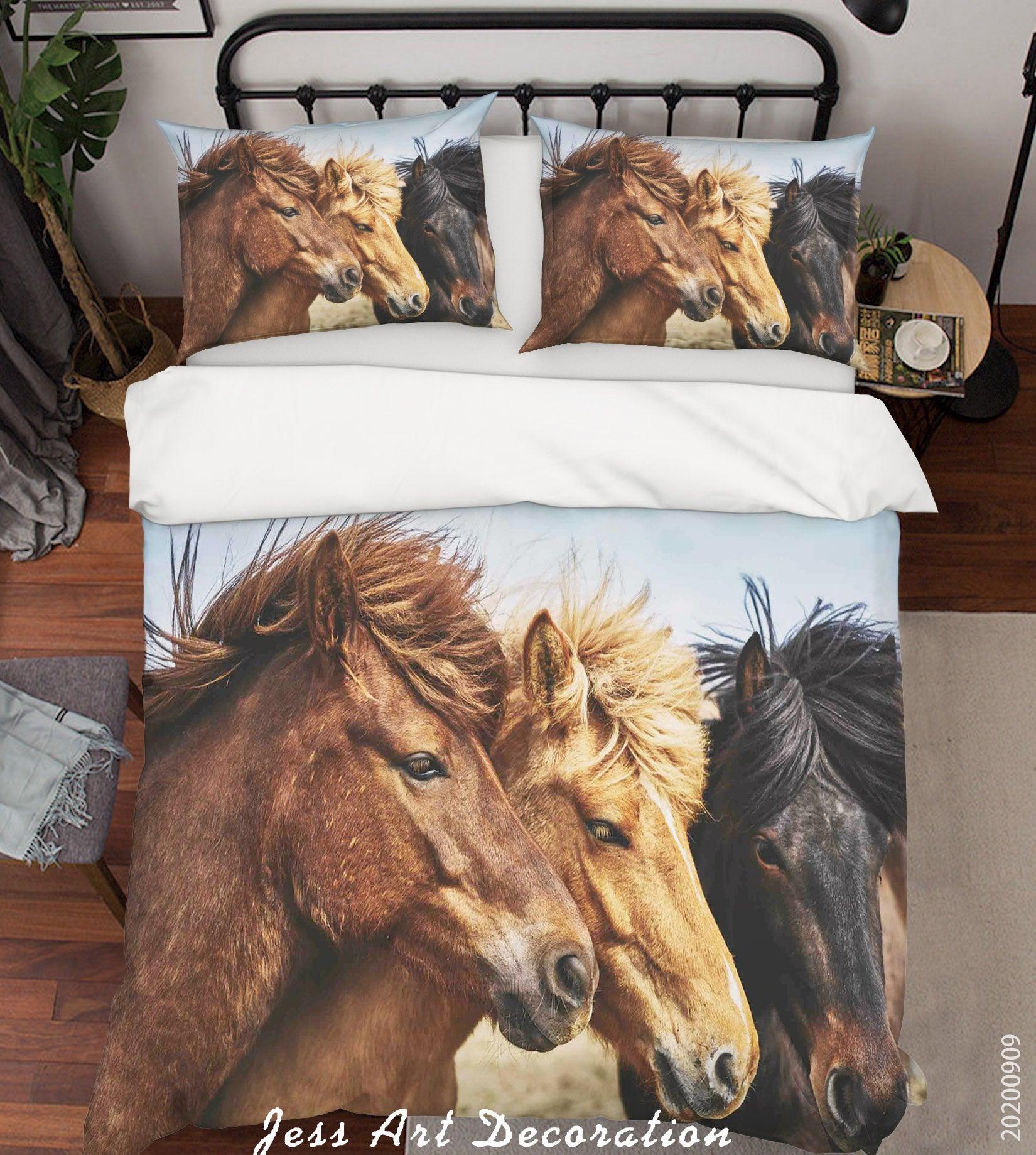 3D Nature Animal Horse Quilt Cover Set Bedding Set Duvet Cover Pillowcases WJ 6030- Jess Art Decoration