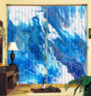 3D Abstract Blue Oil Painting Curtains and Drapes LQH 47- Jess Art Decoration