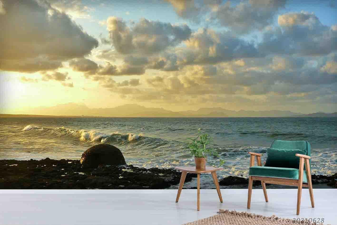 3D Sunset Sky Cloud Sea Landscape Wall Mural Wallpaper LQH 275- Jess Art Decoration