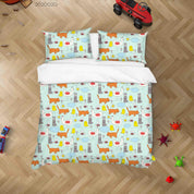 3D Hand Drawn Animal Color Sun Cloud Quilt Cover Set Bedding Set Duvet Cover Pillowcases 75- Jess Art Decoration