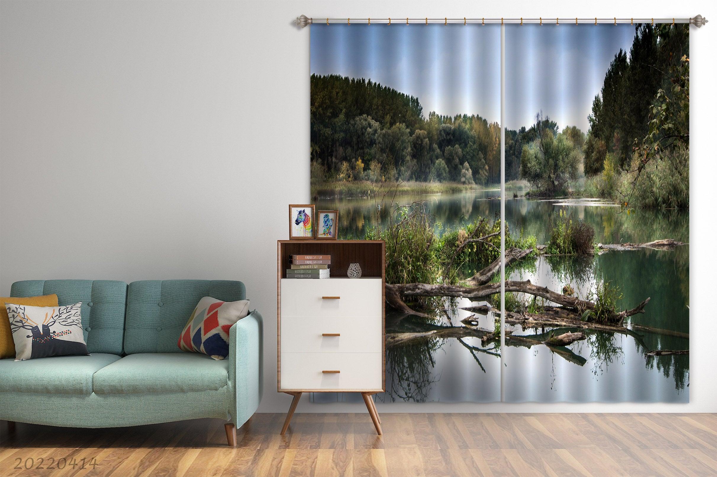 3D Landscape Nature Forest Wilderness River Curtains and Drapes GD 4087- Jess Art Decoration