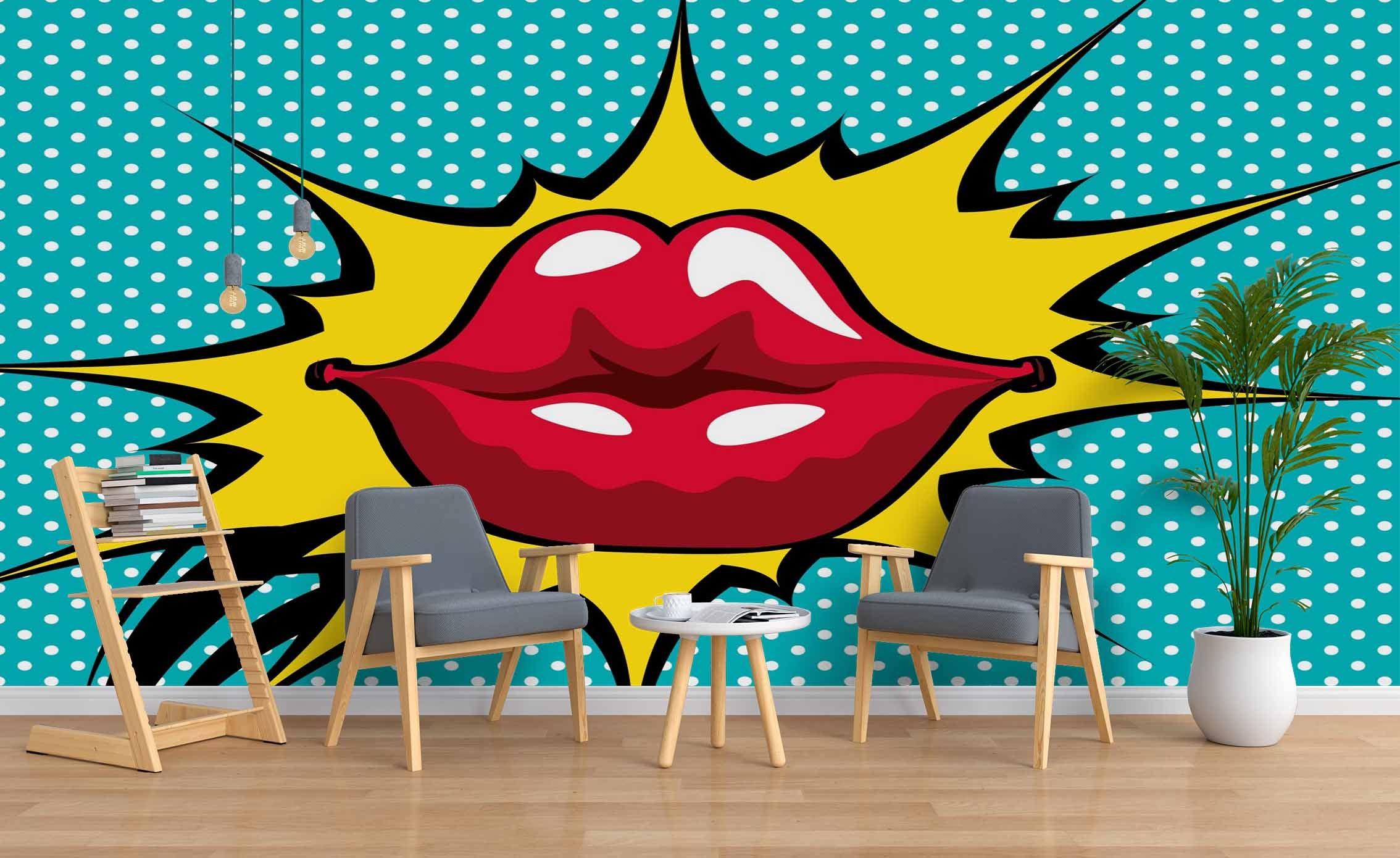 3D Red Lips Graffiti Wall Mural Wallpaper sww  58- Jess Art Decoration