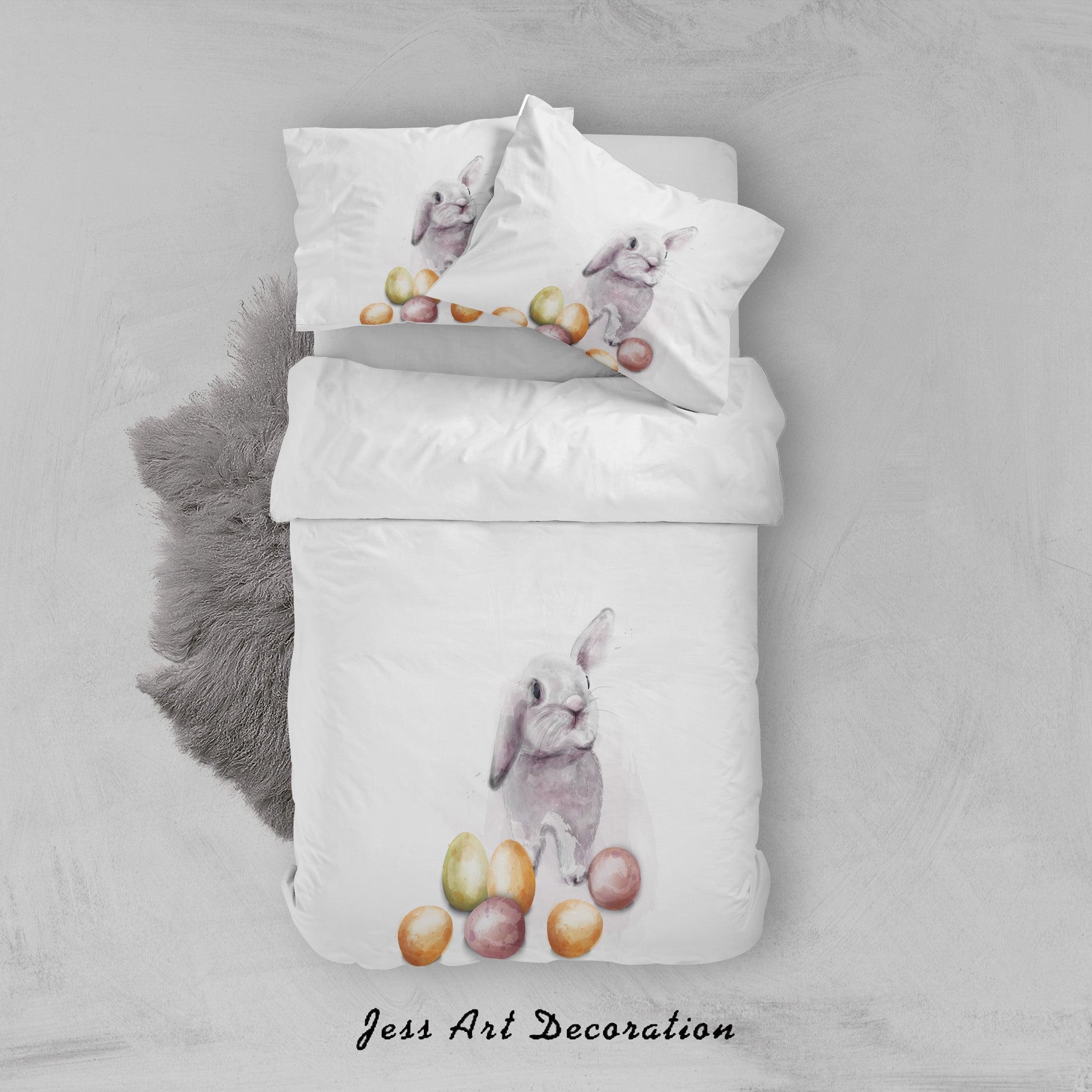 3D White Rabbit Eggs Quilt Cover Set Bedding Set Duvet Cover Pillowcases SF91- Jess Art Decoration