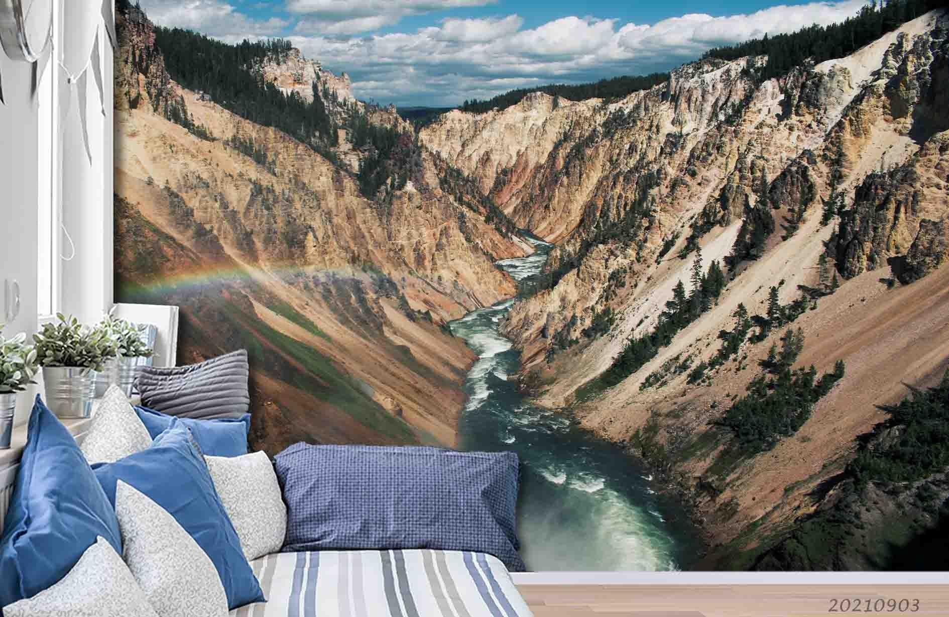 3D Cloud Mountain River Sky Wall Mural Wallpaper LQH 101- Jess Art Decoration