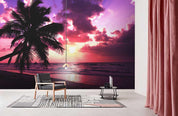 3D Colorful Sky Sunset Tropical Beach Wall Mural Wallpaper  41- Jess Art Decoration