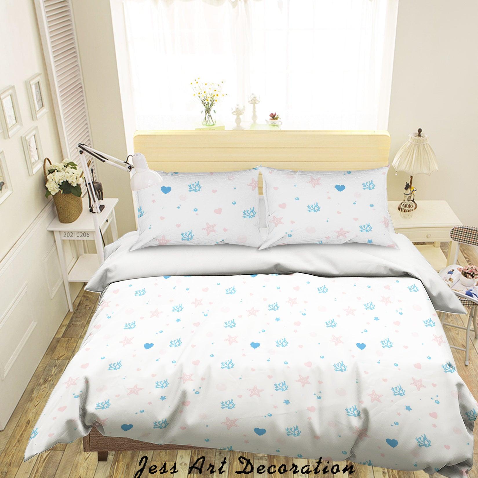 3D Watercolor Coral Starfish Quilt Cover Set Bedding Set Duvet Cover Pillowcases 237- Jess Art Decoration