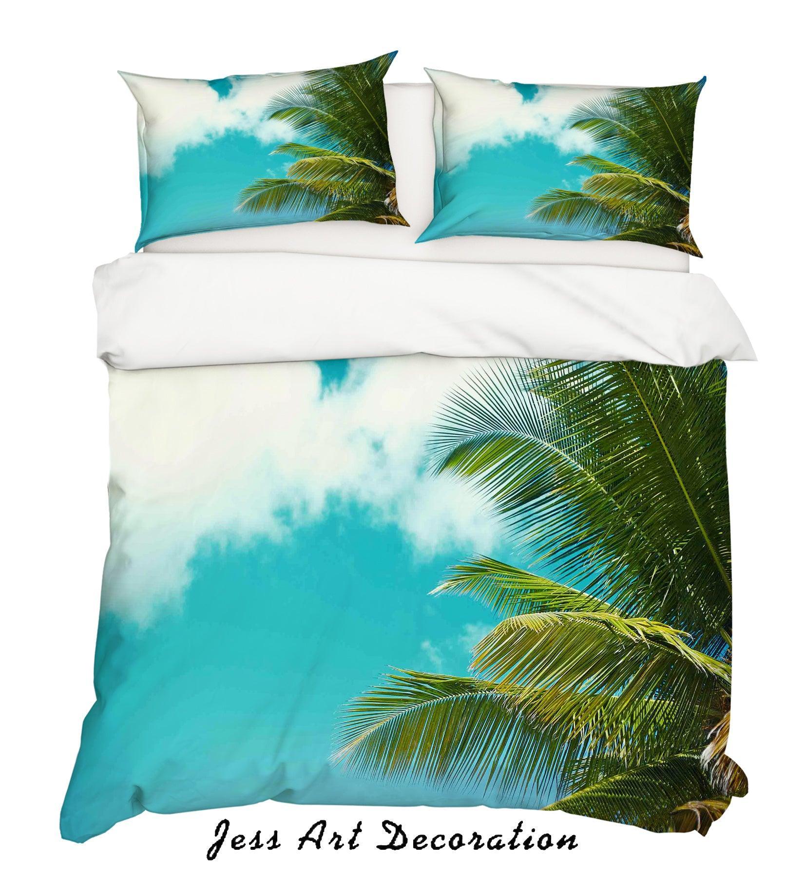 3D Sky Tropical Plants Quilt Cover Set Bedding Set Duvet Cover Pillowcases SF88- Jess Art Decoration