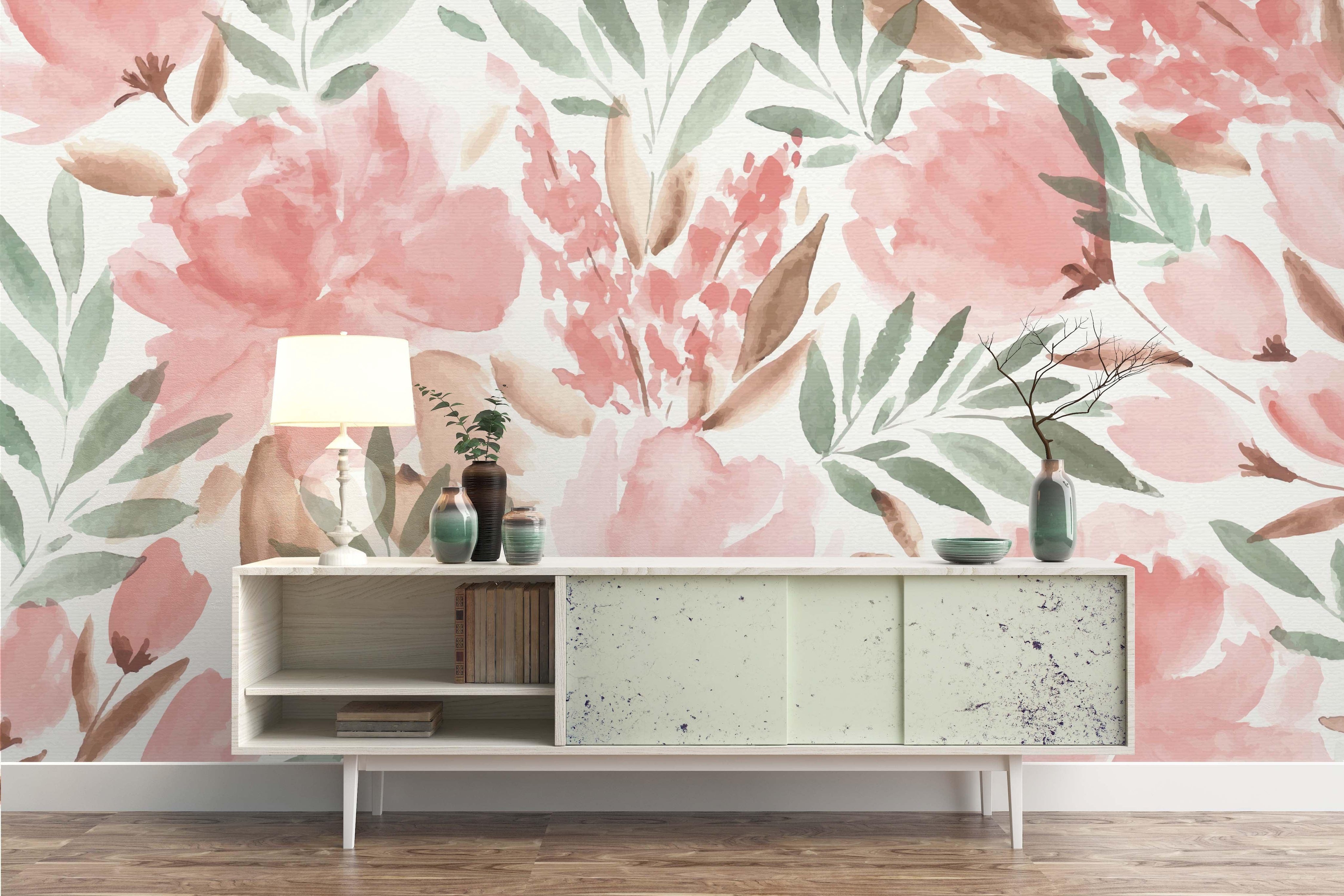 3D Watercolor Pink Floral Wall Mural Wallpaper 44- Jess Art Decoration