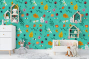 3D Hand Drawn Green Floral Leaf Insect Wall Mural Wallpaper LQH 130- Jess Art Decoration