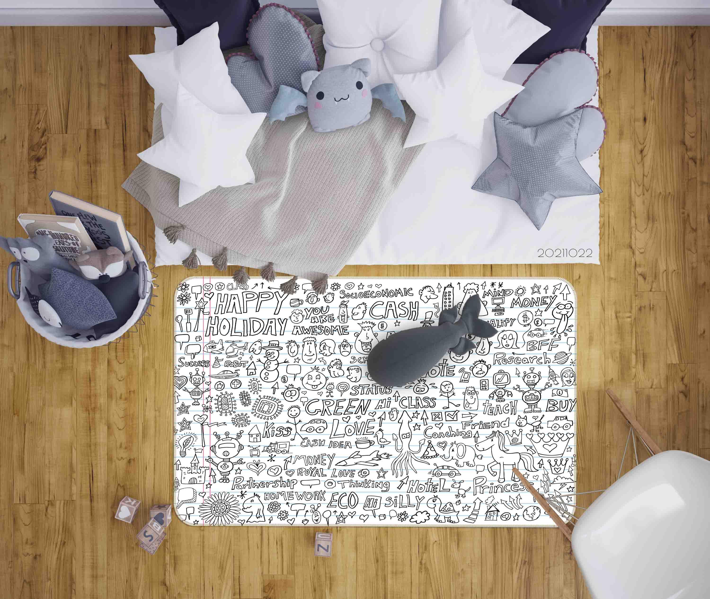 3D Kids Funny Illustration Doodle Non-Slip Rug Mat 69- Jess Art Decoration